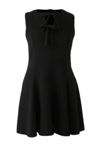 Trendyol Curve Black with bow A-line/Waist Opening Mini Weaving Plus Size Dress - Image 5