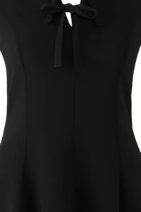 Trendyol Curve Black with bow A-line/Waist Opening Mini Weaving Plus Size Dress - Image 6