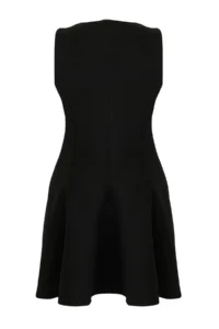 Trendyol Curve Black with bow A-line/Waist Opening Mini Weaving Plus Size Dress - Image 7
