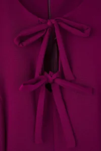 Trendyol Curve Plum with bow A-line/Waist Opening Mini Weaving Plus Size Dress - Image 8