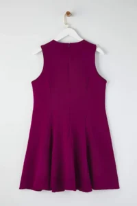 Trendyol Curve Plum with bow A-line/Waist Opening Mini Weaving Plus Size Dress - Image 9