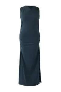 Trendyol Curve Petrol Blue Blue Blue Double breasted Collar Sides Shirred Knitting Plus Size Dress - Image 6