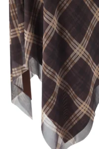 Trendyol Curve Brown Plaid Patterned Tulle Knitting Plus Size Dress - Image 7