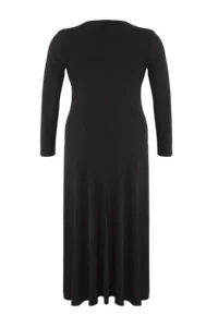 Trendyol Curve Black V-neck skater/Flexible Maxi Knitting Dress - Image 7