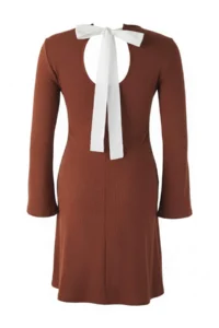 Trendyol Curve Brown A-line Back Binding Detailed Mini Knitting Plus Size Dress - Image 6