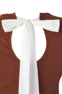 Trendyol Curve Brown A-line Back Binding Detailed Mini Knitting Plus Size Dress - Image 7