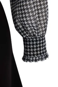 Trendyol Curve Black Arched Sleeves Crowbar Patterned Mini Weaving Plus Size Dress - Image 7