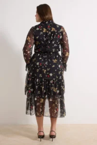 Trendyol Curve Black Barbell Neck Shawl pattern Siphon Weaving Winter Plus Size Dress - Image 4