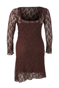 Trendyol Curve Brown Teen Lace Knitting Mini Plus Size Dress - Image 6