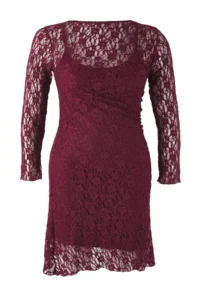 Trendyol Curve Teen Plum Lace Knitting Mini Plus Size Dress - Image 6