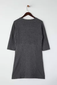 Trendyol Curve Anthracite Brushed Camisole Ribbed V-neck Mini Knitting Plus Size Dress - Image 7