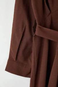 Trendyol Curve Brown Mini Weaving Belted Plus Size Shirt Dress - Image 7