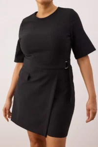 Trendyol Curve Black OF shorts and Arched Weaving Mini Plus Size Dress - Image 3