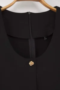 Trendyol Curve Black Cowl Neck Button Detailed Long Sleeve Mini Weaving Plus Size Dress - Image 6