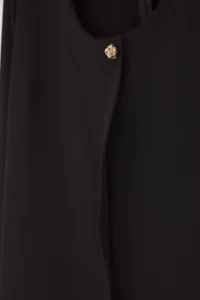 Trendyol Curve Black Cowl Neck Button Detailed Long Sleeve Mini Weaving Plus Size Dress - Image 7
