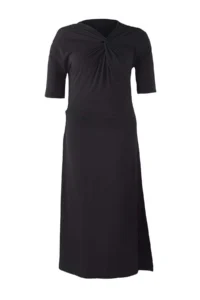 Trendyol Curve Black Node Detailed single jersey Knitting Plus Size Dress - Image 5