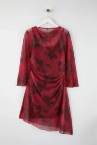 Trendyol Curve Rejection flower patterned A- Line Tulle Knitting Plus Size Dress - Image 5