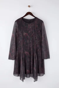 Trendyol Curve Multicolored Patterned Asymmetric Tulle Knitting Plus Size Dress - Image 5