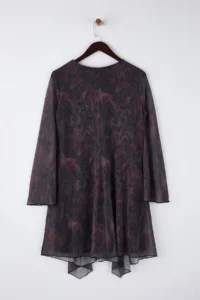 Trendyol Curve Multicolored Patterned Asymmetric Tulle Knitting Plus Size Dress - Image 9