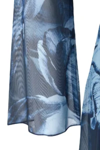 Trendyol Curve Mavi Asymmetric Yaka Patterned Tulle Knitting Plus Size Dress - Image 6