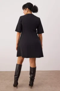 Trendyol Curve Black buttoned Mini Weaving Plus Size Dress - Image 4