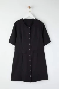 Trendyol Curve Black buttoned Mini Weaving Plus Size Dress - Image 5