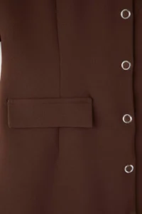 Trendyol Curve Brown buttoned Mini Weaving Plus Size Dress - Image 6