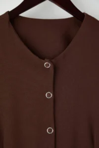Trendyol Curve Brown buttoned Mini Weaving Plus Size Dress - Image 8