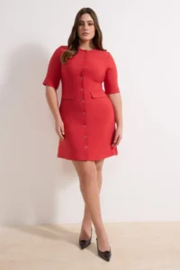 Trendyol Curve Rejection buttoned Mini Weaving Plus Size Dress