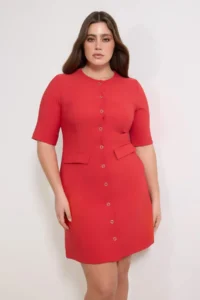 Trendyol Curve Rejection buttoned Mini Weaving Plus Size Dress - Image 2