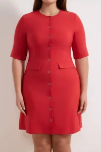 Trendyol Curve Rejection buttoned Mini Weaving Plus Size Dress - Image 3