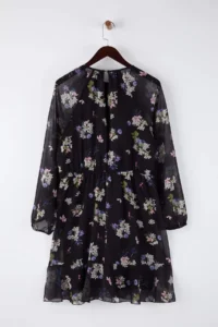 Trendyol Curve Black Floral Siphon Weaving Plus Size Dress - Image 8