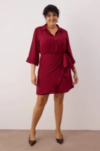 Trendyol Curve Cherry Aerobin Mini Weaving Plus Size Dress - Image 2