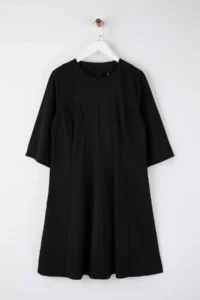 Trendyol Curve Black Three Quarter Sleeve Godeli Mini Weaving Plus Size Dress - Image 5