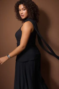 Trendyol Curve Black Siphon Weaving Plus Size Party/Evening Gown/Evening Dress - Image 2