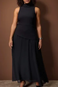 Trendyol Curve Black Siphon Weaving Plus Size Party/Evening Gown/Evening Dress - Image 3