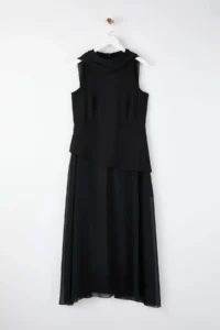 Trendyol Curve Black Siphon Weaving Plus Size Party/Evening Gown/Evening Dress - Image 5