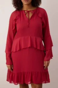 Trendyol Curve Brick Rejection Yoryo Siphon Weaving Plus Size Dress - Image 3