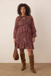 Trendyol Curve Multicolored Shawl Patterned Yoryo Siphon Weaving Plus Size Dress