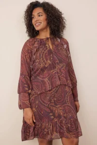 Trendyol Curve Multicolored Shawl Patterned Yoryo Siphon Weaving Plus Size Dress - Image 2