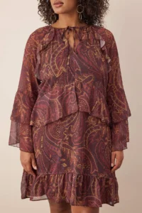 Trendyol Curve Multicolored Shawl Patterned Yoryo Siphon Weaving Plus Size Dress - Image 3