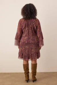 Trendyol Curve Multicolored Shawl Patterned Yoryo Siphon Weaving Plus Size Dress - Image 4