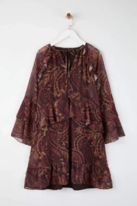 Trendyol Curve Multicolored Shawl Patterned Yoryo Siphon Weaving Plus Size Dress - Image 5