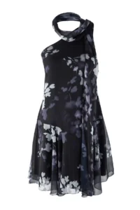 Trendyol Curve Black Floral Barbell Neck Mini with flywheel Siphon Weaving Plus Size Dress - Image 5