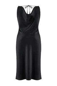 Trendyol Curve Black Satin Weaving Plus Size Dress - Image 6