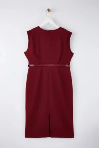 Trendyol Curve Burgundy Sleeveless Weaving Midi Plus Size Dress - Image 9