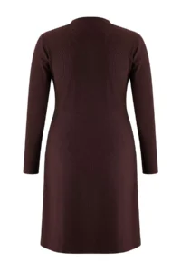 Trendyol Curve Brown Aksesuar buttoned A-line Camisole Knitting Plus Size Dress - Image 4