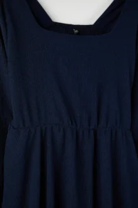 Trendyol Curve Navy Blue Square Neck skater/Waist Open Crepe Knitting Plus Size Dress - Image 6