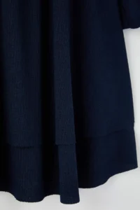 Trendyol Curve Navy Blue Square Neck skater/Waist Open Crepe Knitting Plus Size Dress - Image 7
