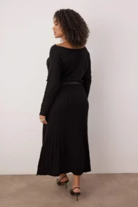 Trendyol Curve Black A-line Boat Neck Maxi Knitwear Arched LONG Dress - Image 4